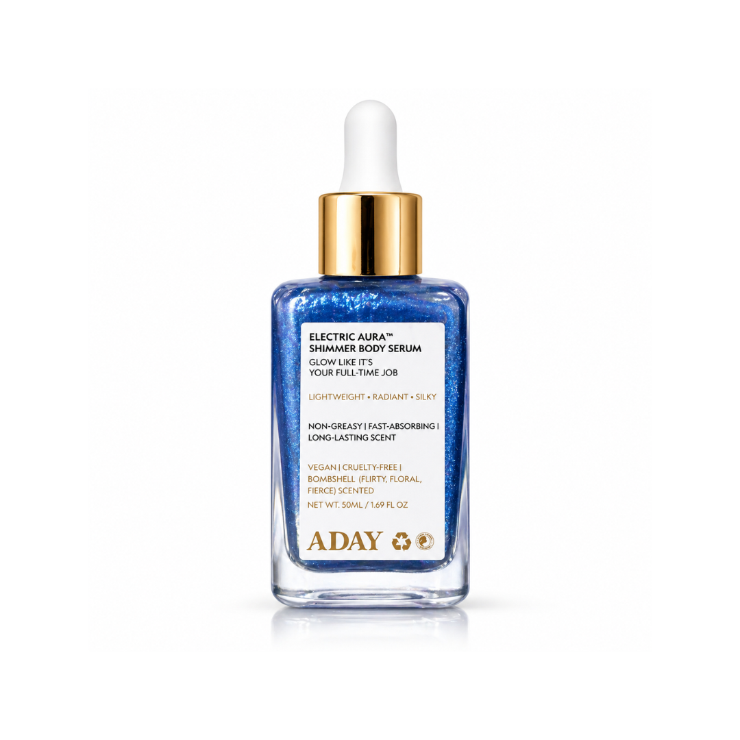 Glow Duo: Electric Aura Shimmer Body Serum in Radiant Blue Glow