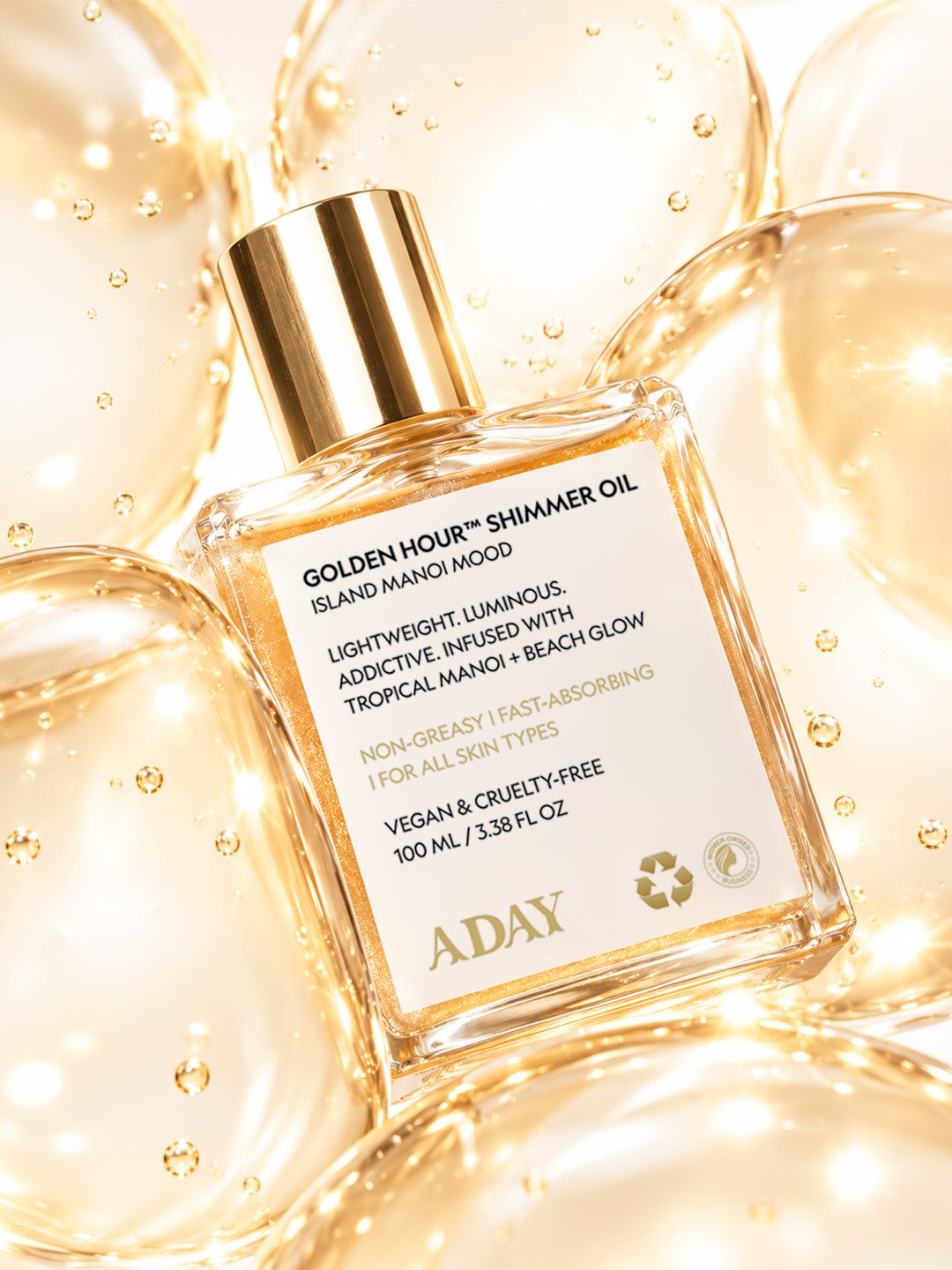 Golden Hour Shimmer Oil in golden liquid