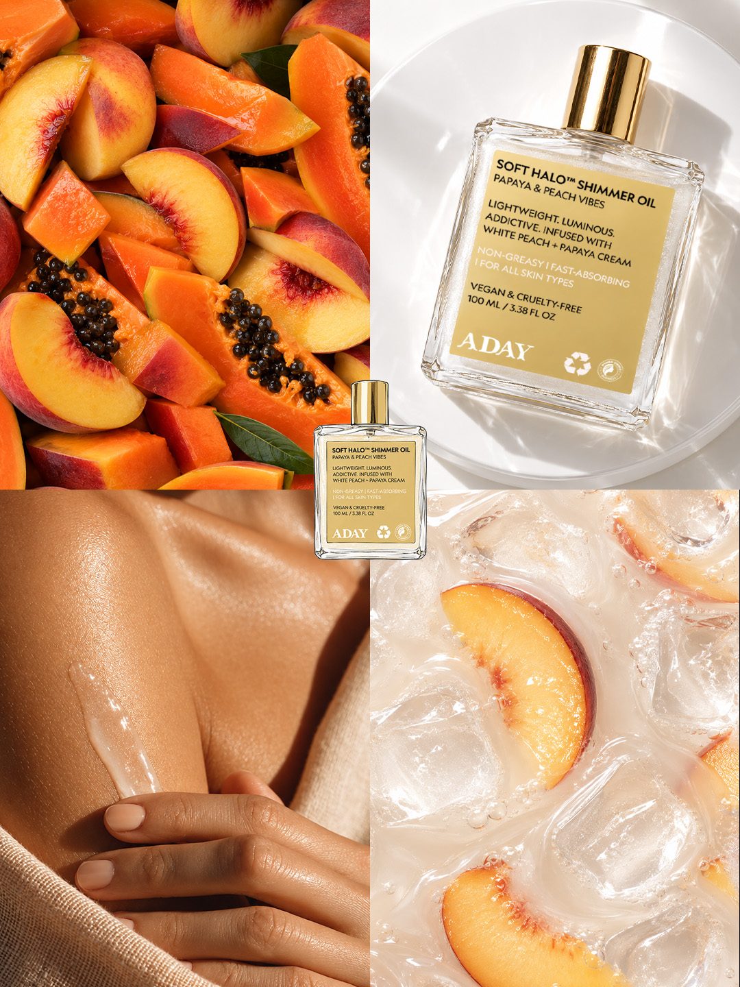 Soft Halo Shimmer Oil with peaches and ice